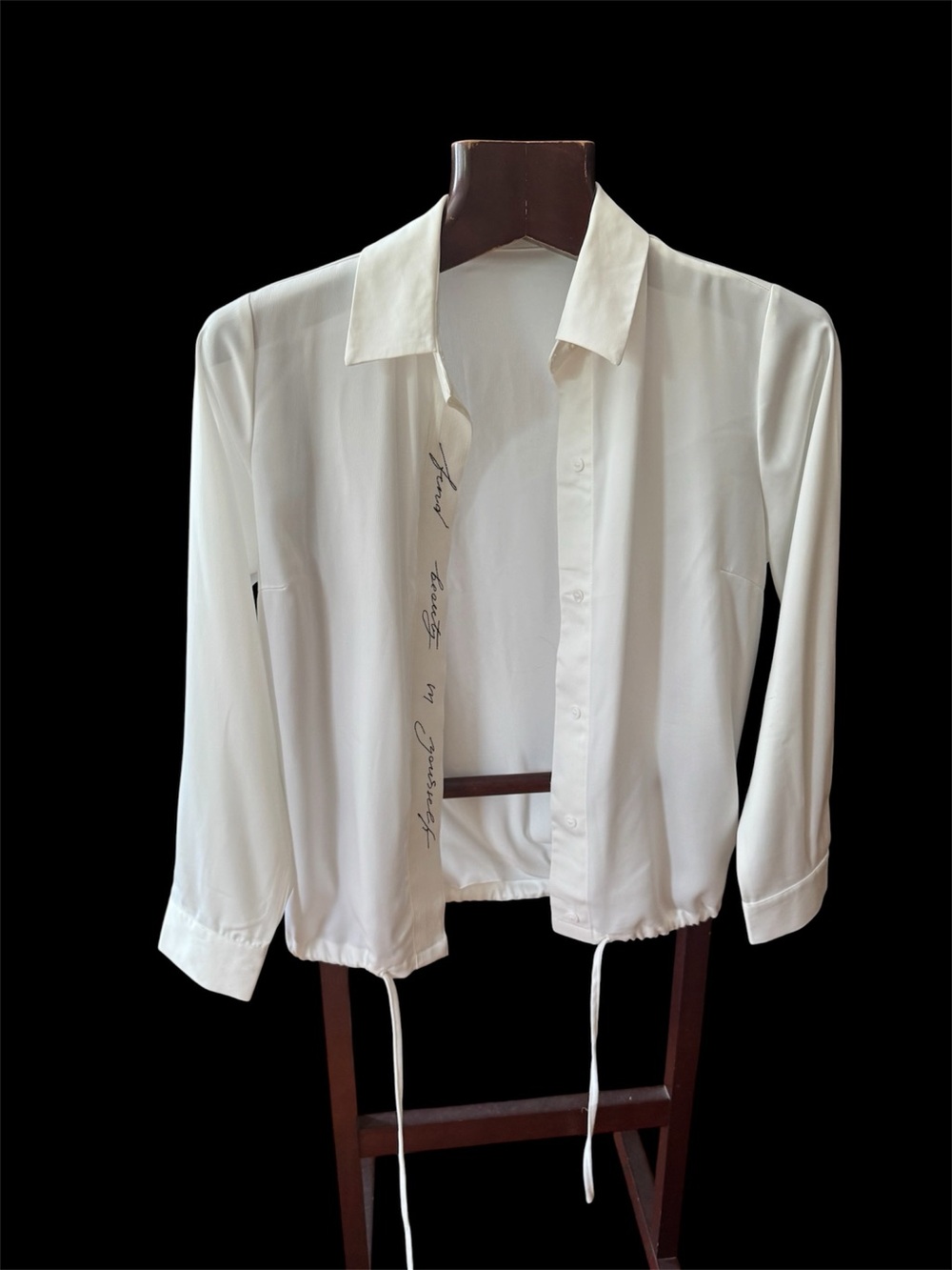 Uchuu Montreal White Button-Front Drawstring Shirt size M like new